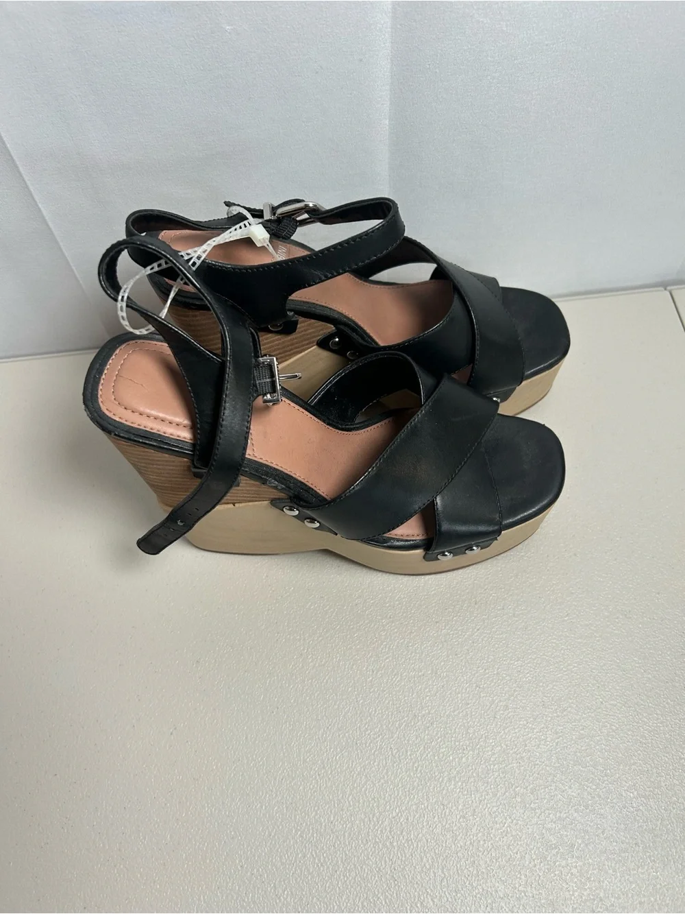 Gianni Bini Black Leather Crisscross Slingback Heels
